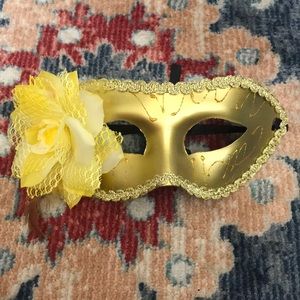 Gold with Faux Flower Masquerade Mask